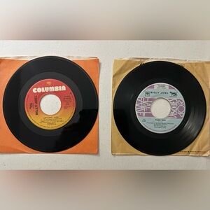 Set of 2 BILLY JOEL 45 Vinyl Single Hits Piano Man & Uptown Girl - Columbia